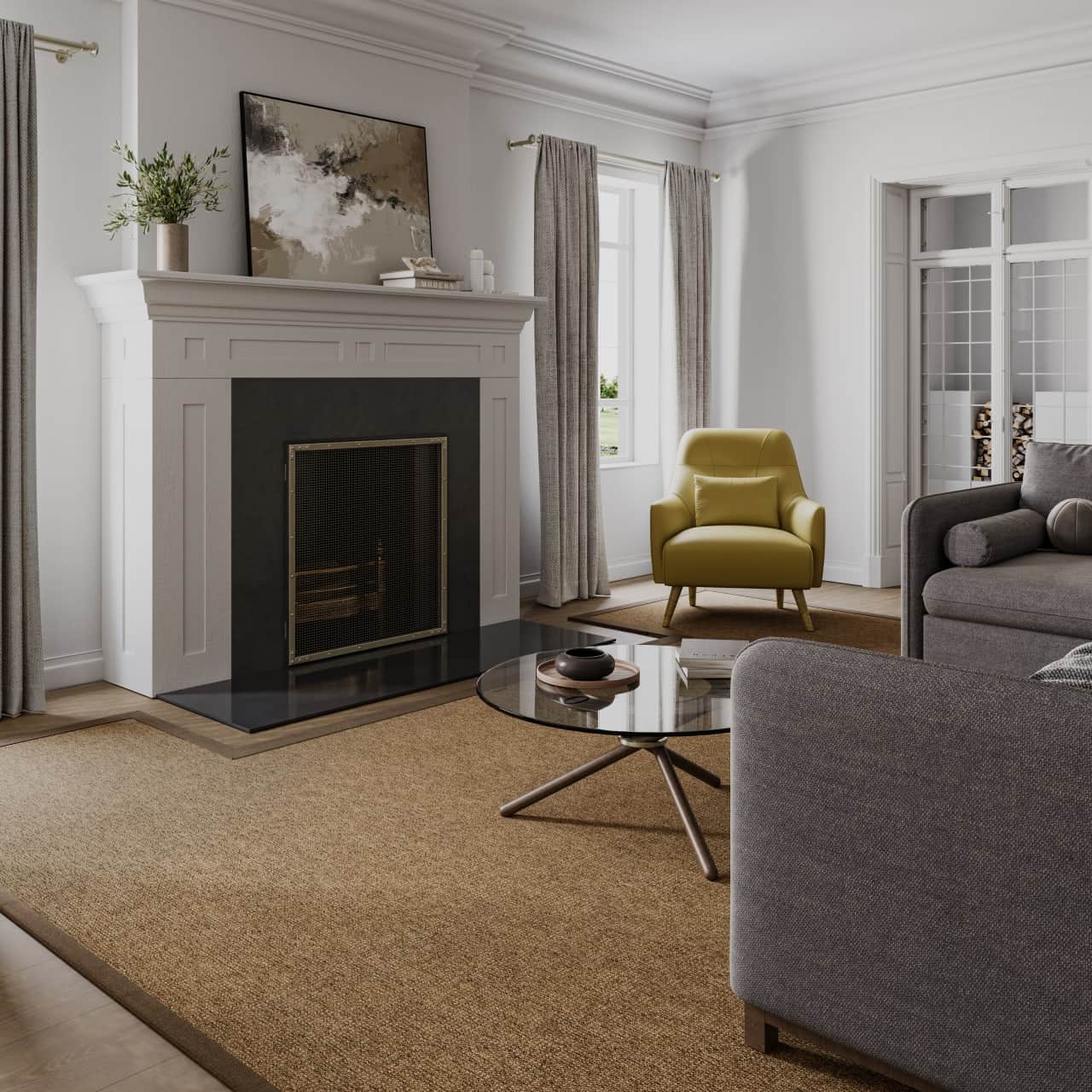 Winthrop | Bark | Fireplace Cut-Out Area Rug