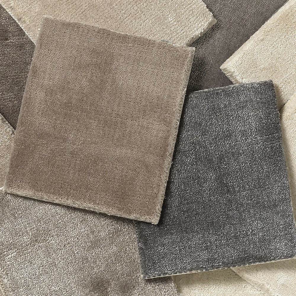 velvety shine: kasia carpet and rugs have subtle shine and soothing colors