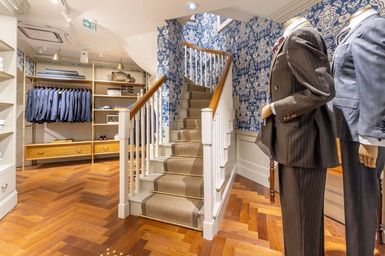 SynSisal® stair runner at the Hackett London retail store in Paris, France.