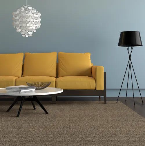 SynSisal®'s Winthrop Smoke synthetic sisal area rug in modern living room