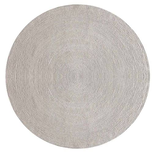 spiral: abaca braided as a circular rug in color tapioca