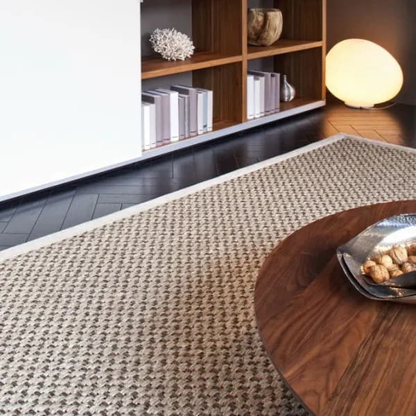 Berlin Pearl sisal area rug with cloth border