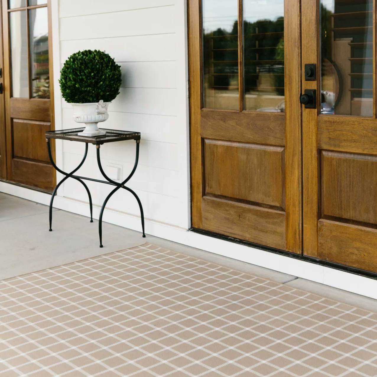 Sandpoint Beige Plaid outdoor entry way rug