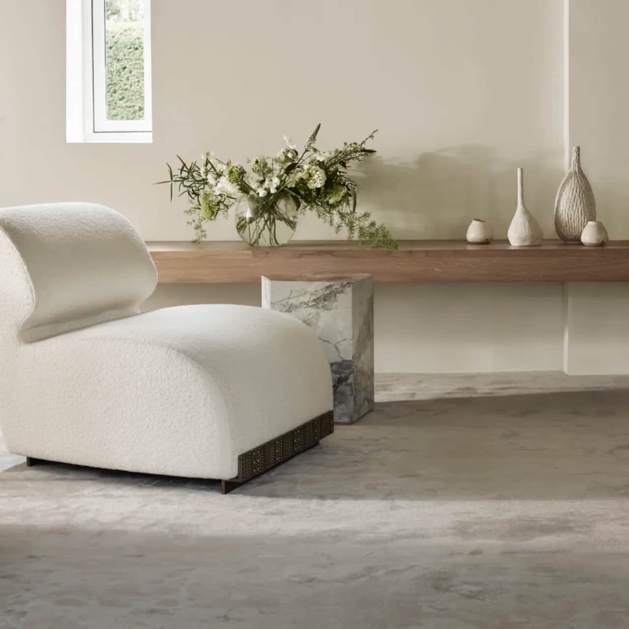 Mandalay Silk Abalone wall-to-wall carpet in living room