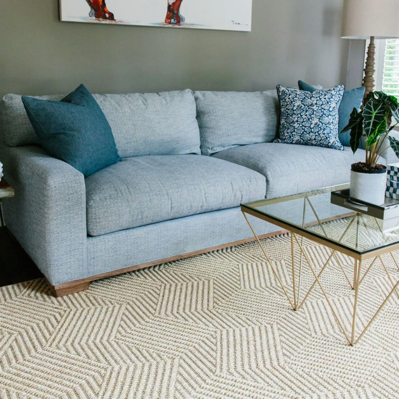 Helsinki Canvas sisal rug in transitional living room