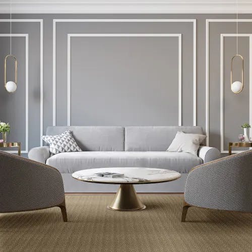 Astoria Honey SynSisal® area rug in formal art deco living room