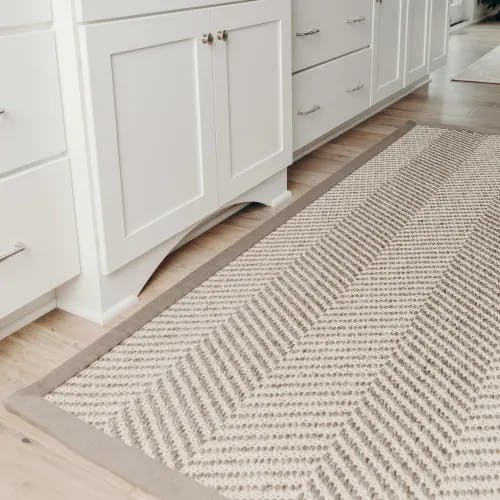 Hastings Pearl sisal kitchen rug with cloth border