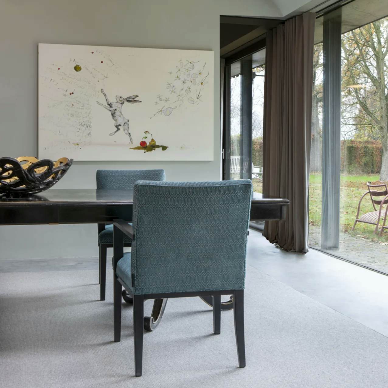The Sweater Seashell dining room wool rug in elegant home