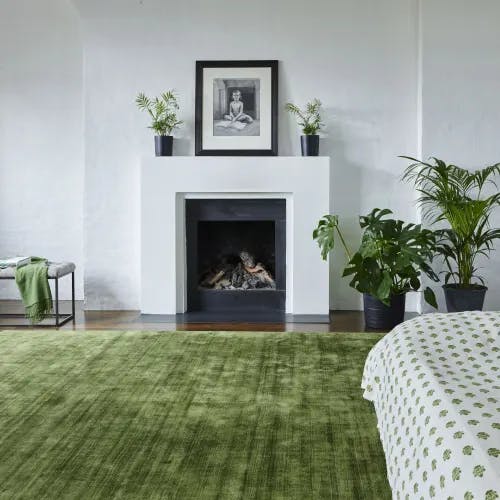 verdant & vibrant: deep colors & soft textures are perfect for bedrooms (satara area rug in color moss)